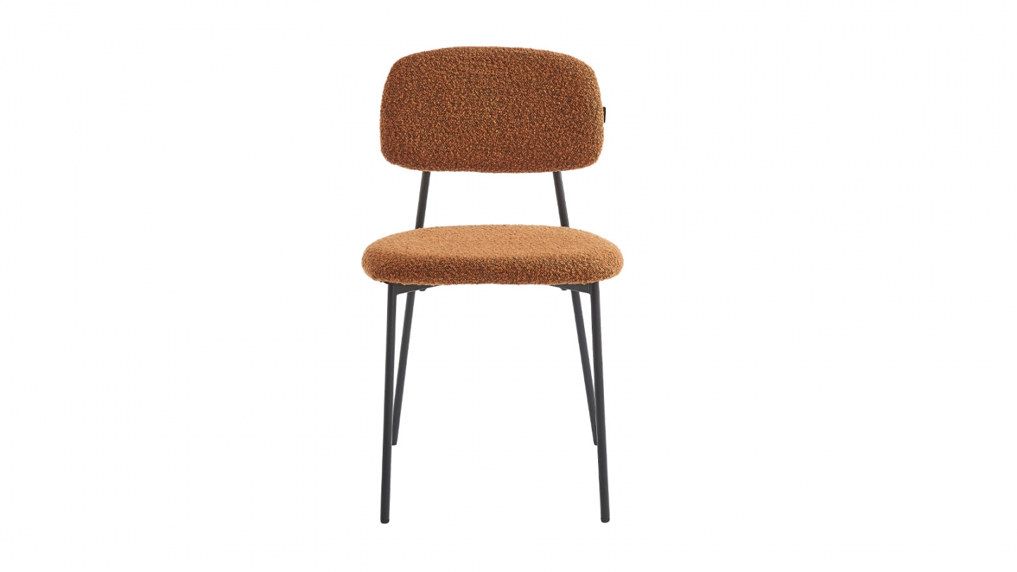 Lot de 4 chaises en tissu bouclé rouille - Lorie