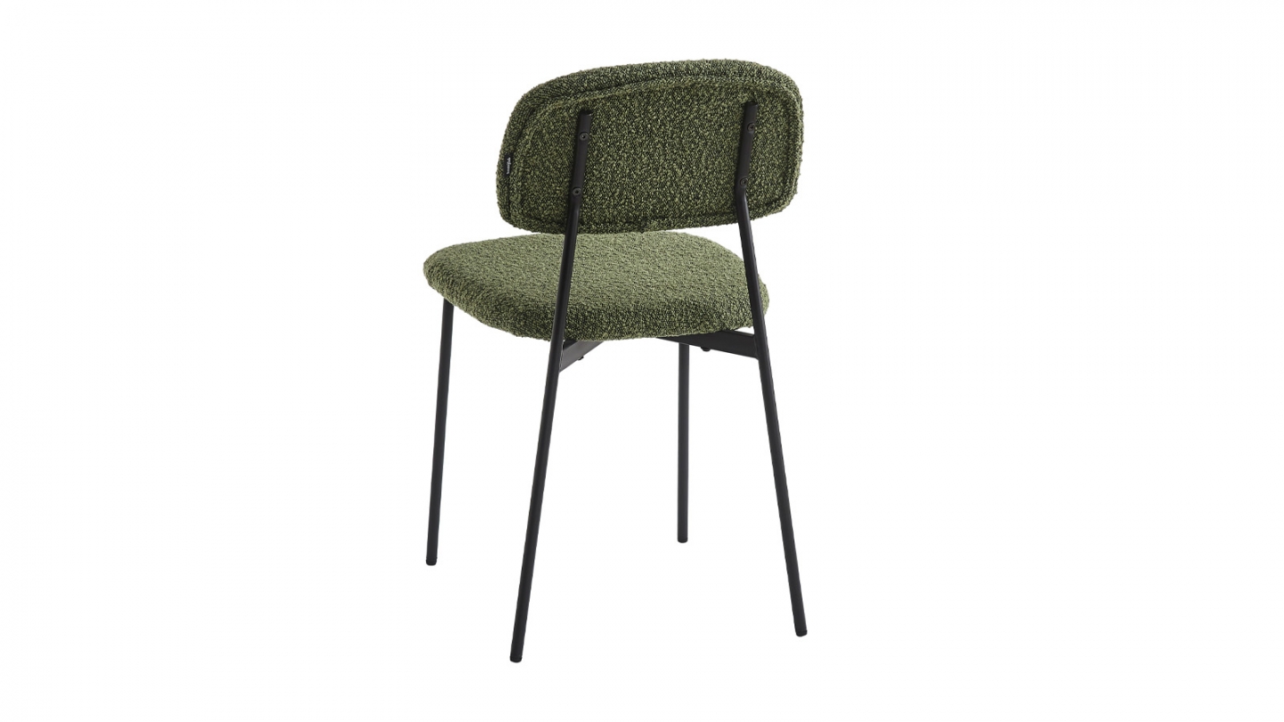Lot de 4 chaises en tissu bouclé vert - Lorie