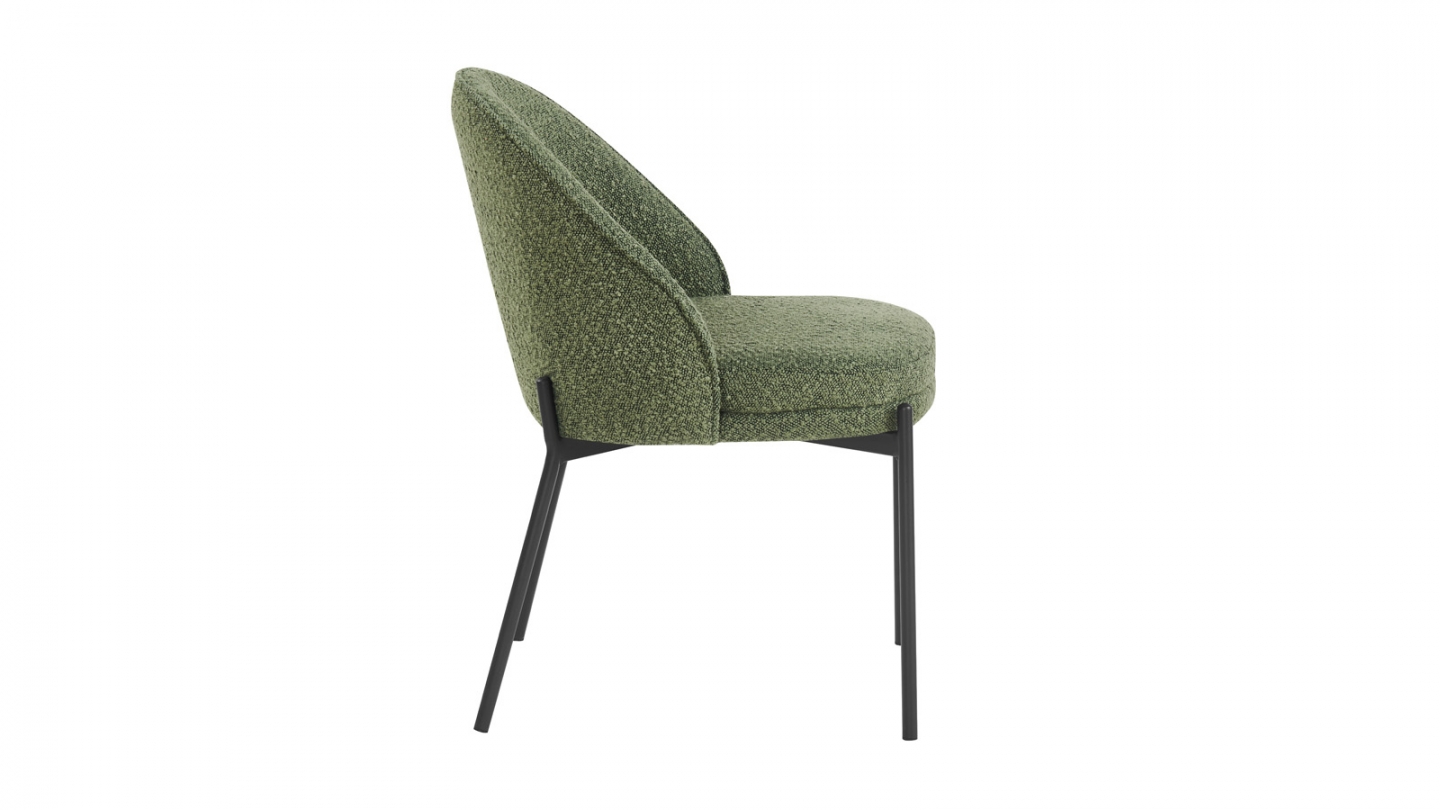 Lot de 2 chaises en tissu bouclé vert - Cloé Lot de 2 chaises en tissu bouclé vert - Cloé