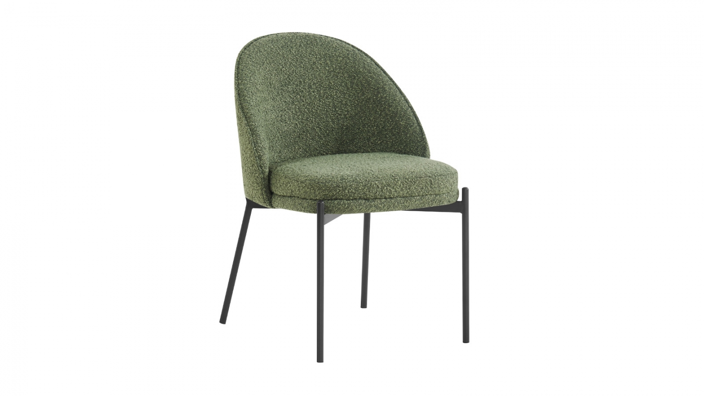 Lot de 2 chaises en tissu bouclé vert - Cloé Lot de 2 chaises en tissu bouclé vert - Cloé