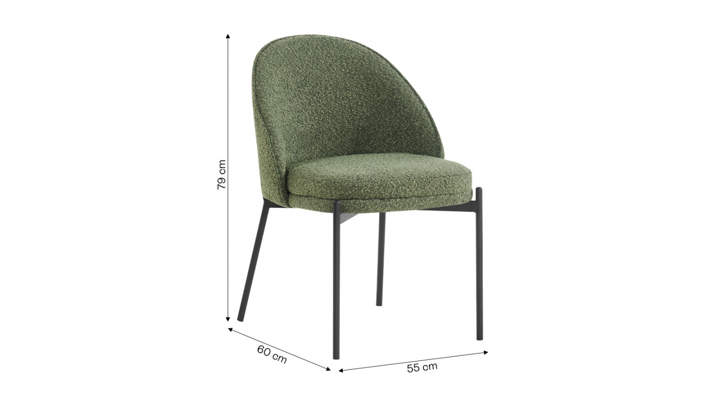 Lot de 2 chaises en tissu bouclé vert - Cloé