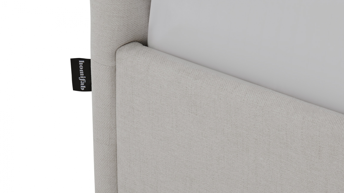Ensemble Lit coffre adulte 180x200cm avec tête de lit en tissu beige - Tina + Matelas mémoire de forme - Memo HR