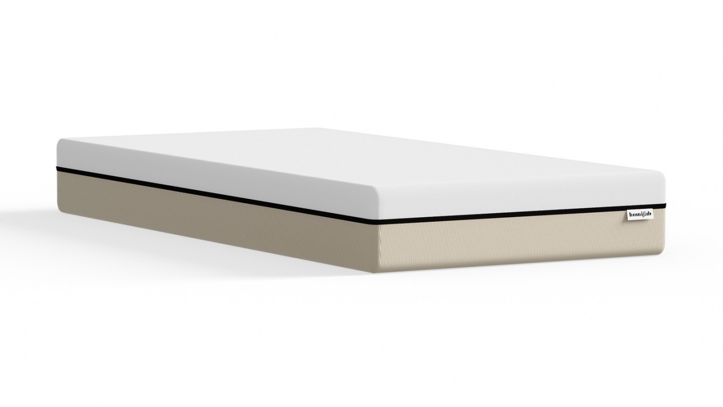 Ensemble Lit coffre adulte 90x190cm avec tête de lit en tissu gris - Tina + Matelas ressorts ensachés - Spring Elite