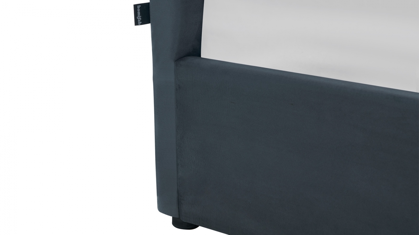 Ensemble Lit coffre adulte 140x190cm avec tête de lit en velours gris foncé - Tina + Matelas ressorts ensachés - Spring Elite