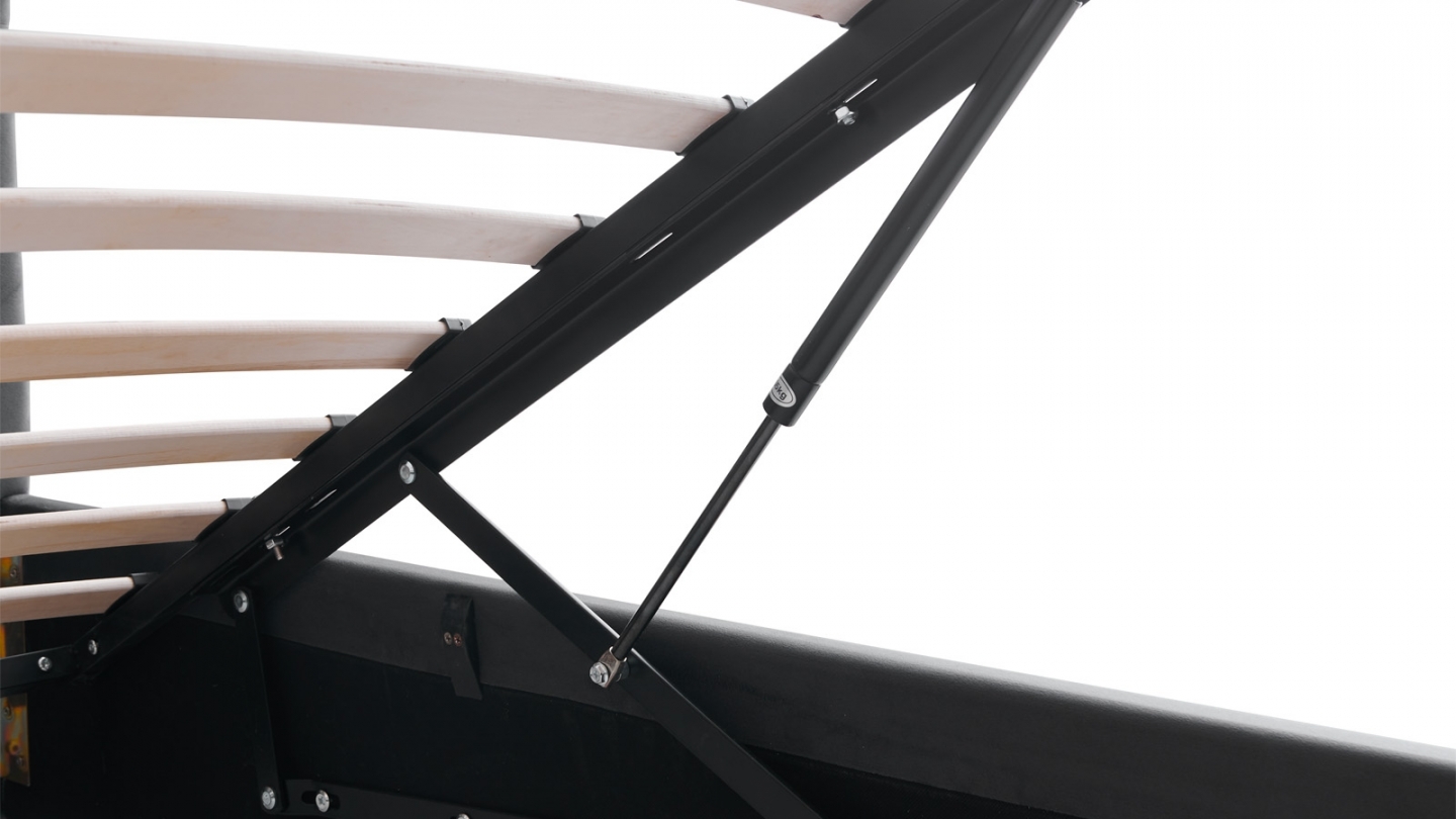 Ensemble Lit coffre adulte 160x200cm avec tête de lit en velours gris foncé - Tina + Matelas ressorts ensachés - Spring Elite