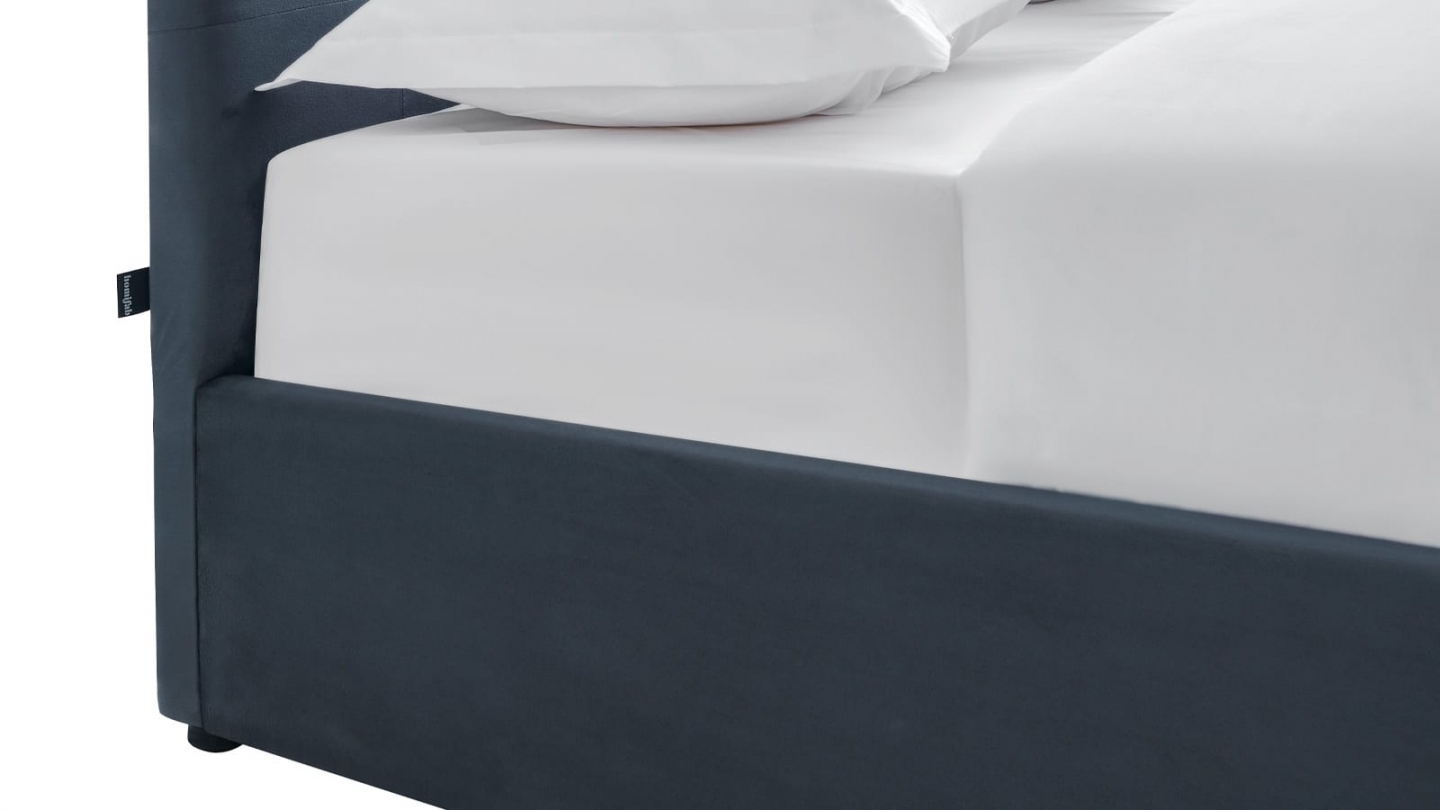 Ensemble Lit coffre adulte 180x200cm avec tête de lit en velours gris foncé - Tina + Matelas mémoire de forme - Dual Confort