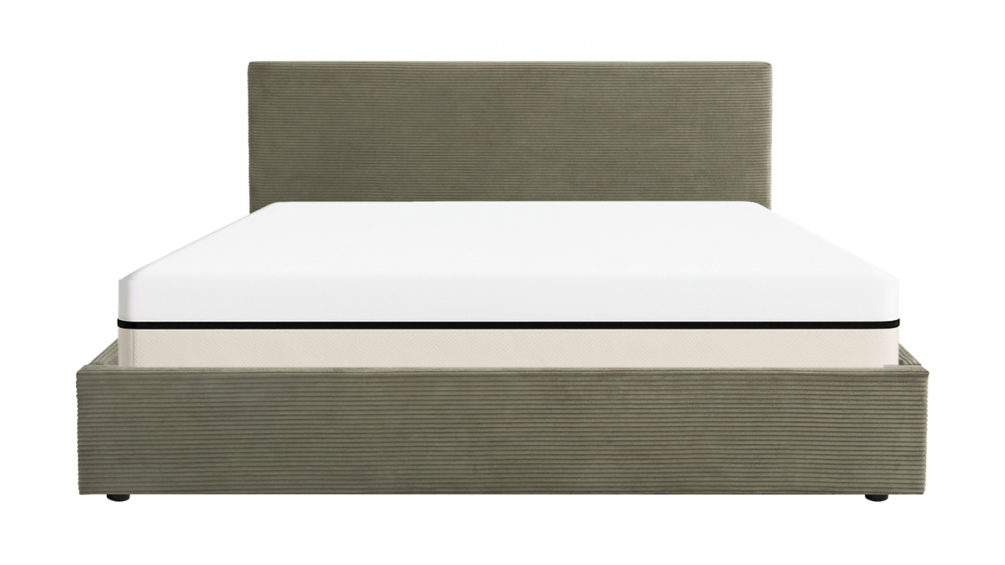 Ensemble Lit coffre adulte 180x200cm avec tête de lit en velours côtelé vert - Tina + Matelas ressorts ensachés - Spring Elite Ensemble Lit coffre adulte 180x200cm avec tête de lit en velours côtelé vert - Tina + Matelas ressorts ensachés - Spring Elite