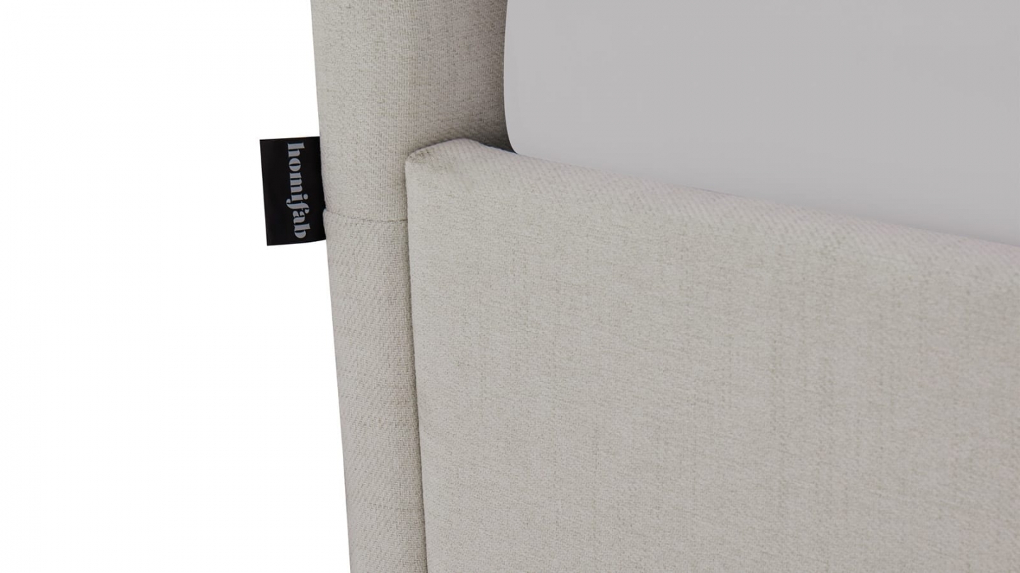 Ensemble Lit coffre adulte 160x200cm avec tête de lit en tissu beige - Tina + Matelas ressorts ensachés - Spring Elite