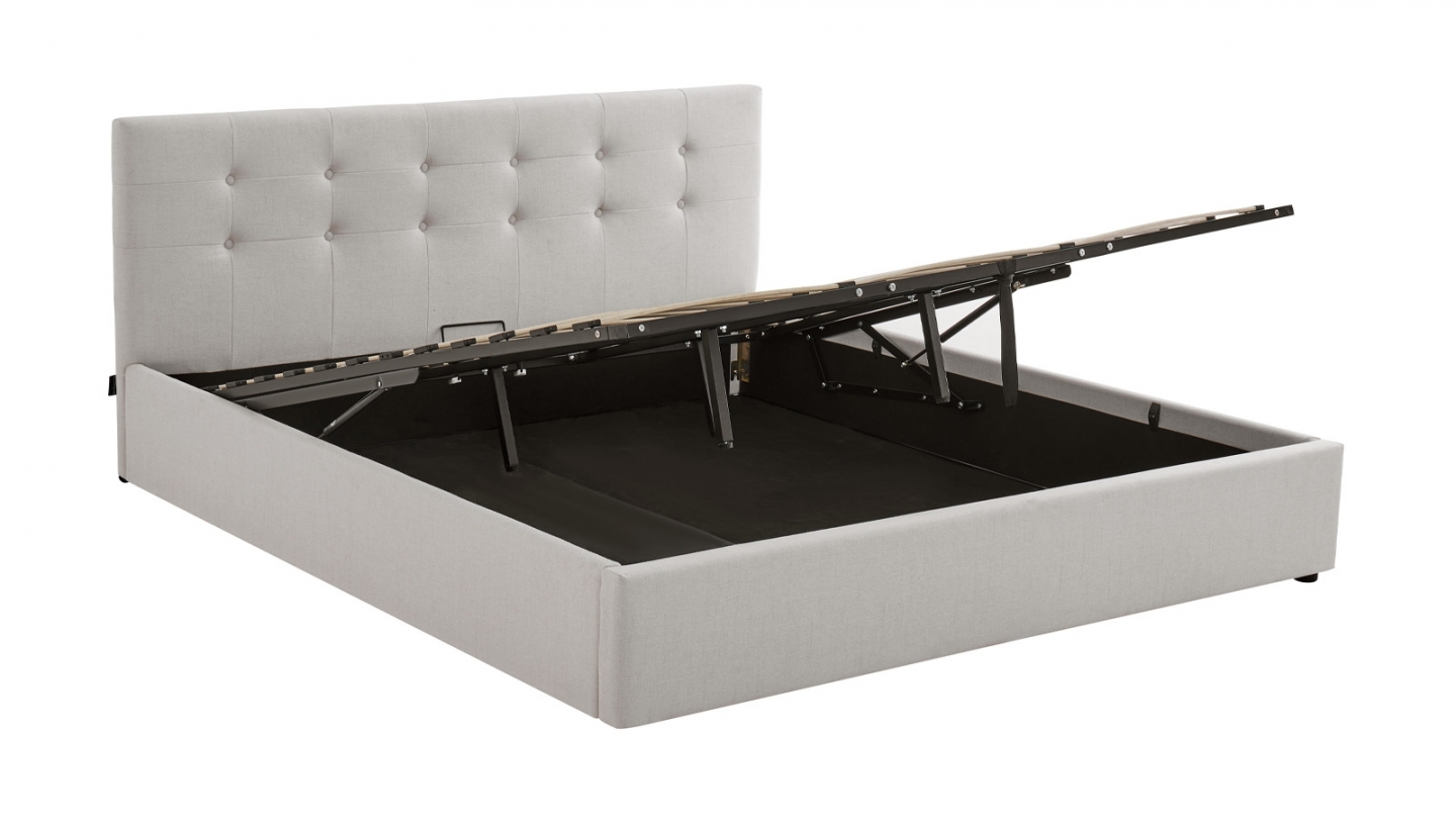 Ensemble Lit coffre adulte 180x200cm avec tête de lit en tissu beige - Tina + Matelas ressorts ensachés - Spring Elite Ensemble Lit coffre adulte 180x200cm avec tête de lit en tissu beige - Tina + Matelas ressorts ensachés - Spring Elite