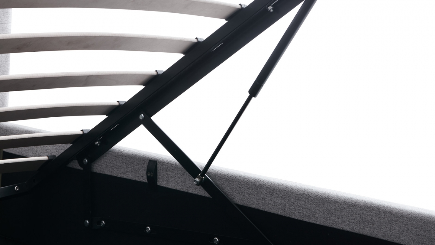 Ensemble Lit coffre adulte 180x200cm avec tête de lit en tissu gris - Tina + Matelas ressorts ensachés - Spring Elite Ensemble Lit coffre adulte 180x200cm avec tête de lit en tissu gris - Tina + Matelas ressorts ensachés - Spring Elite