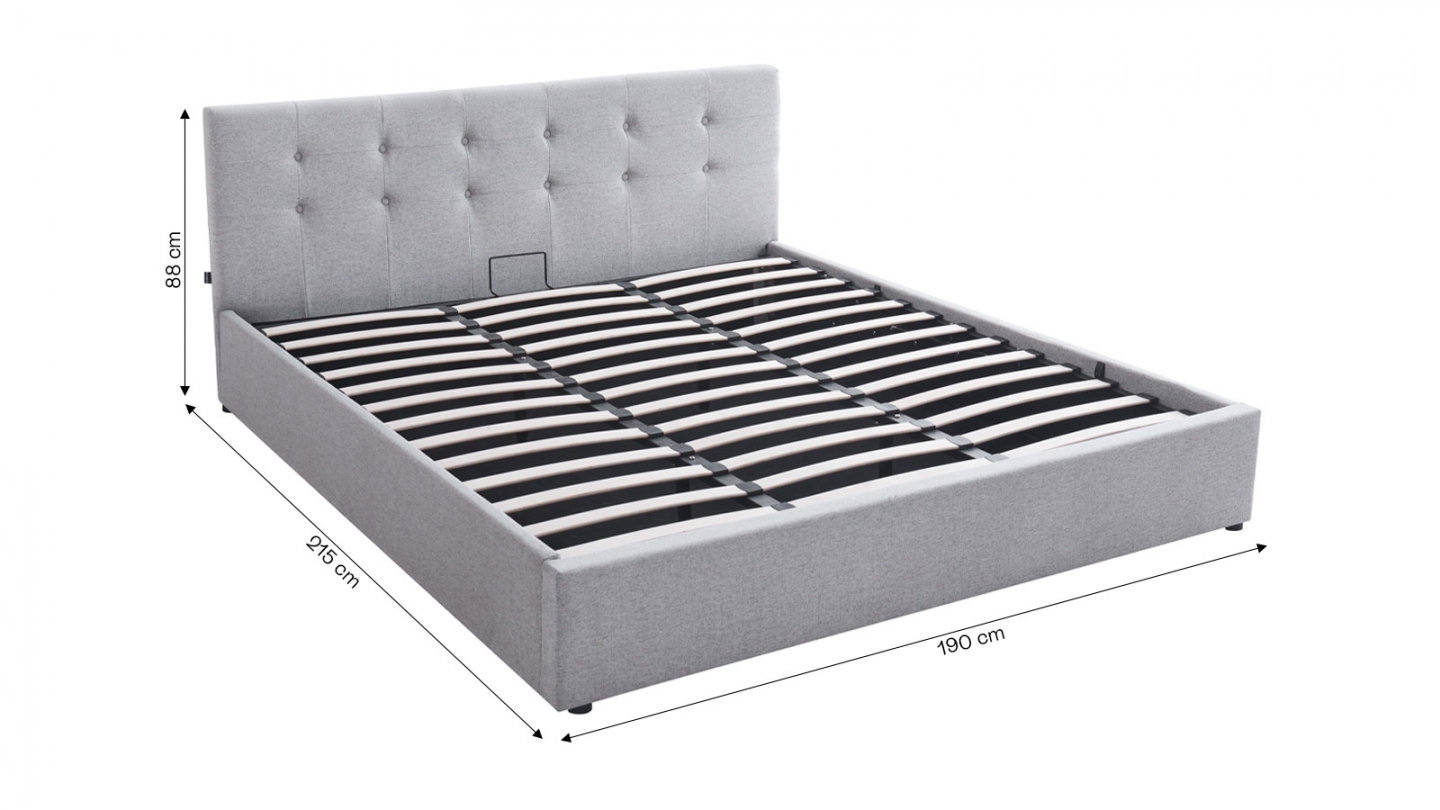 Ensemble Lit coffre adulte 180x200cm avec tête de lit en tissu gris - Tina + Matelas ressorts ensachés - Spring Elite Ensemble Lit coffre adulte 180x200cm avec tête de lit en tissu gris - Tina + Matelas ressorts ensachés - Spring Elite