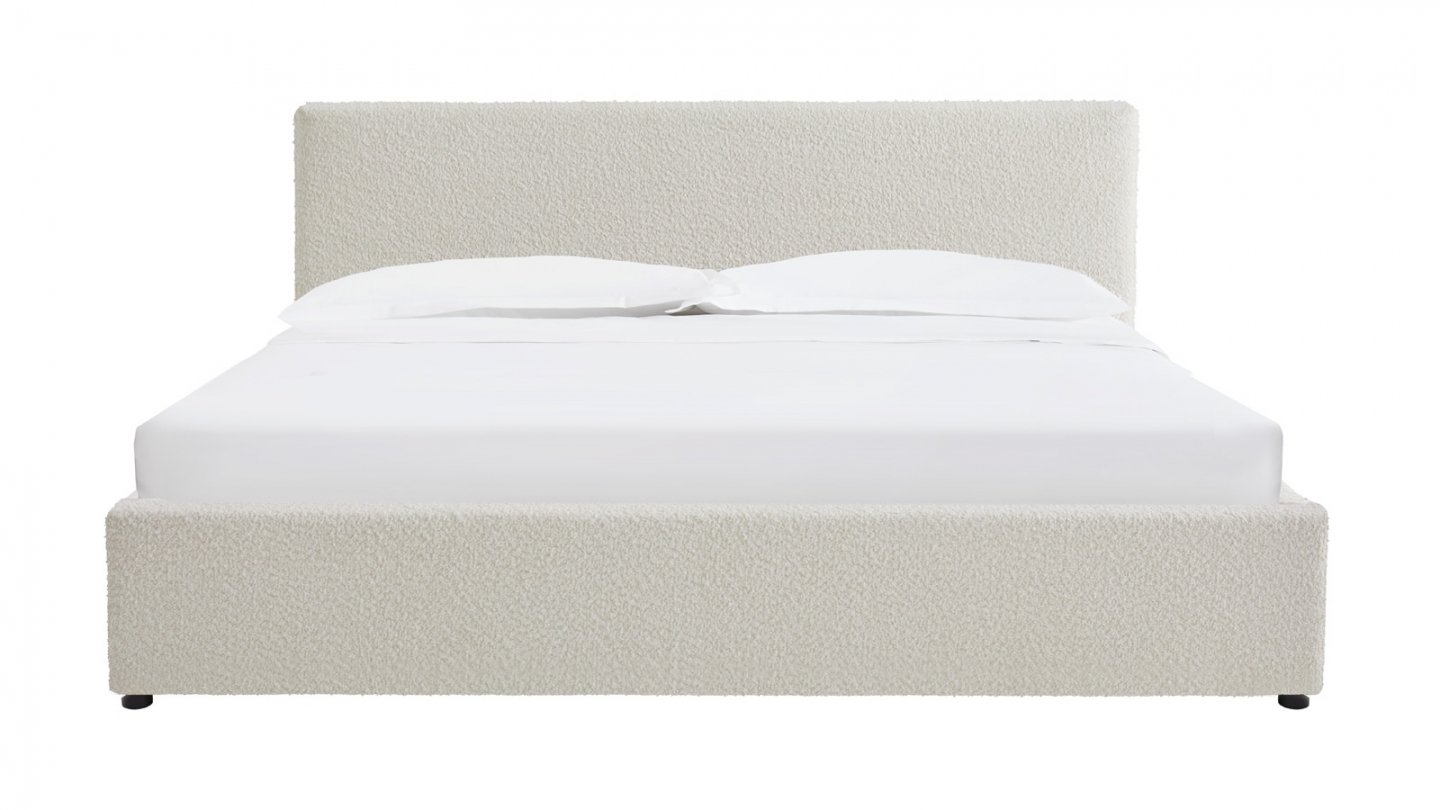 Ensemble Lit coffre adulte 180x200cm avec tête de lit en tissu bouclé beige - Tina + Matelas ressorts ensachés - Spring Elite Ensemble Lit coffre adulte 180x200cm avec tête de lit en tissu bouclé beige - Tina + Matelas ressorts ensachés - Spring Elite