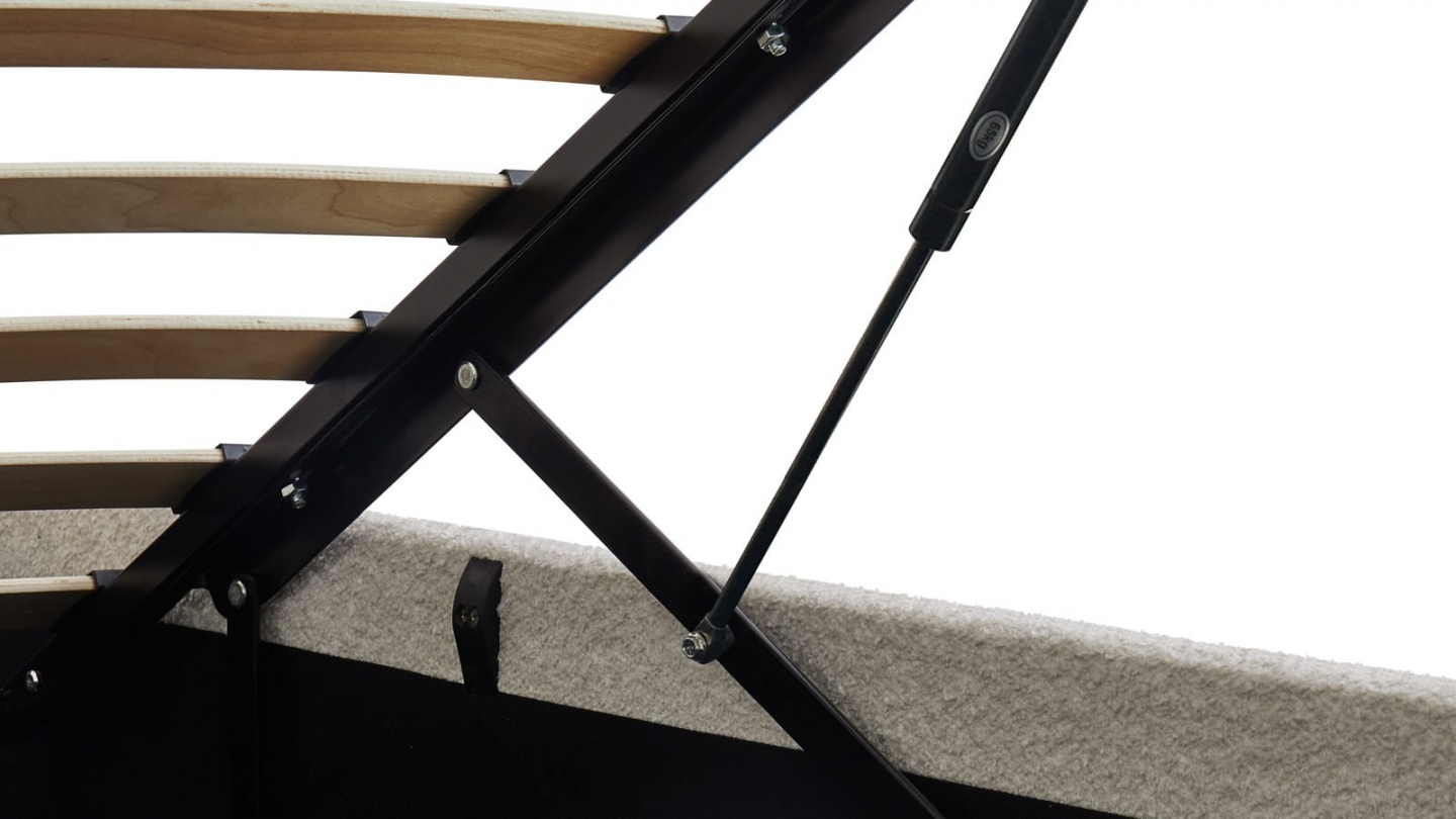 Ensemble Lit coffre adulte 140x190cm avec tête de lit en tissu bouclé beige - Tina + Matelas mémoire de forme - Dual Confort Ensemble Lit coffre adulte 140x190cm avec tête de lit en tissu bouclé beige - Tina + Matelas mémoire de forme - Dual Confort