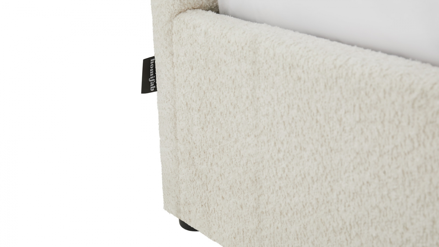 Ensemble Lit coffre adulte 180x200cm avec tête de lit en tissu bouclé beige - Tina + Matelas mémoire de forme - Dual Confort