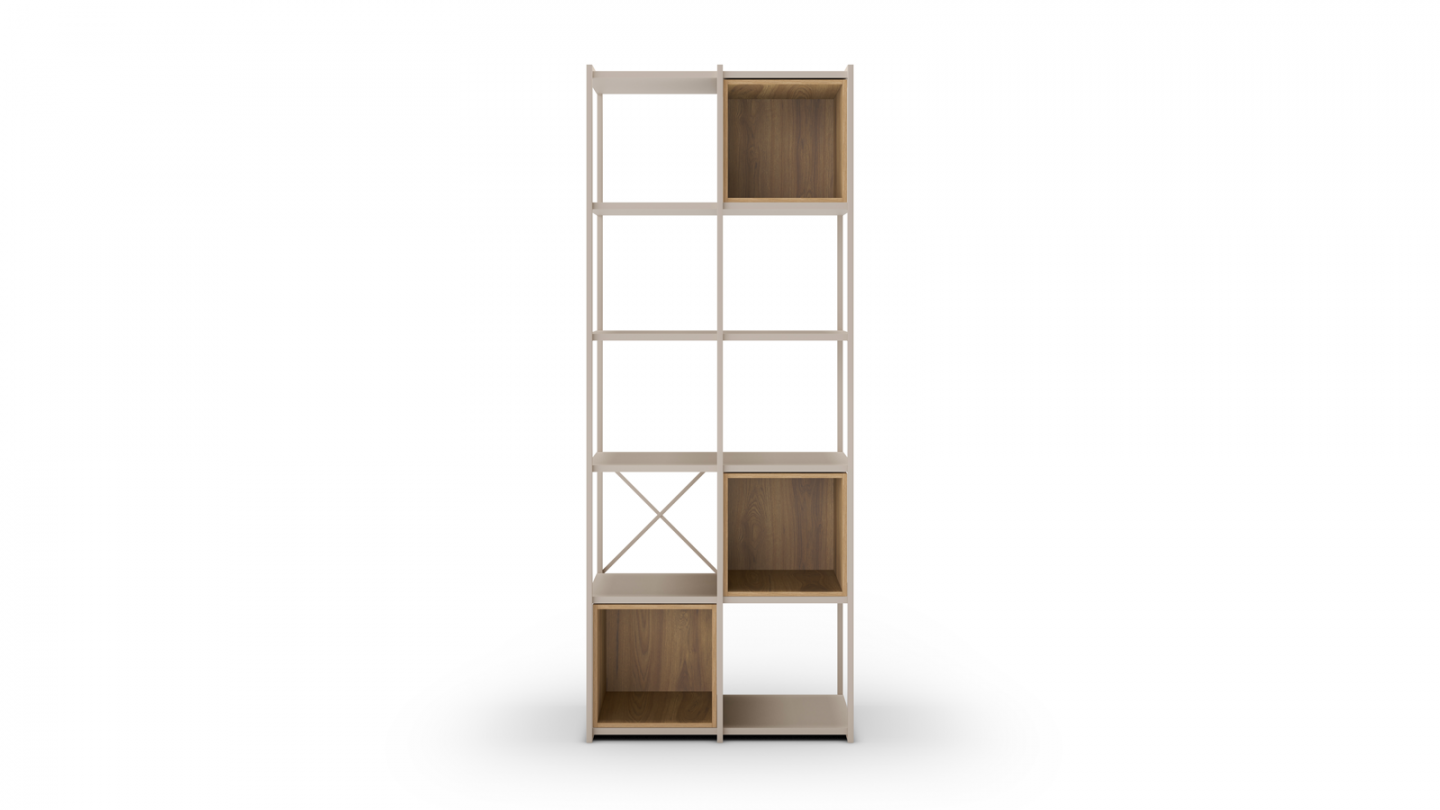 Bibliothèque 5 niveaux en métal beige 70 cm - Elie
