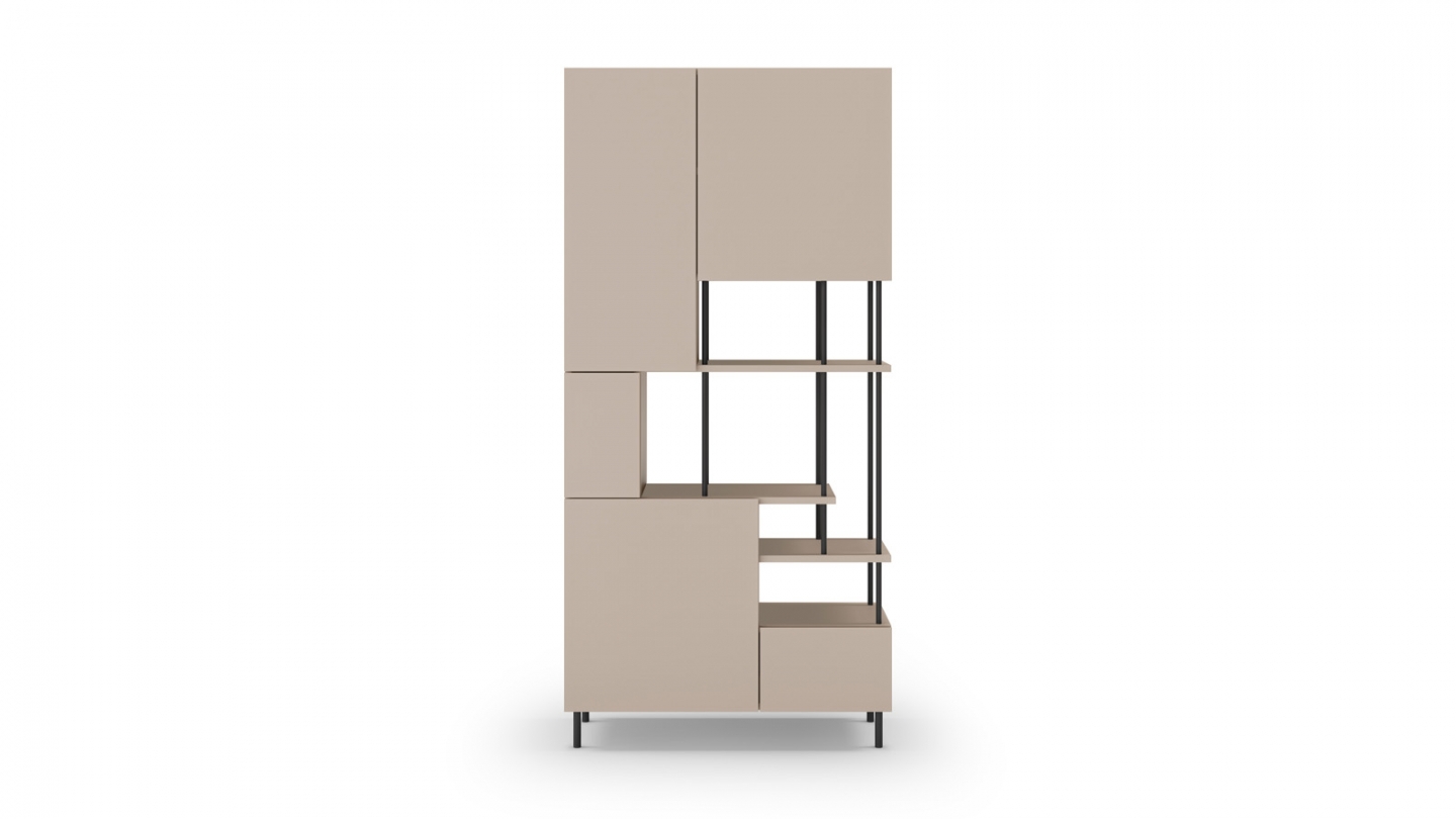 Blibliothèque 5 portes beige H175 cm - Lise