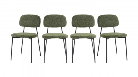 Lot de 4 chaises en tissu bouclé vert - Lorie