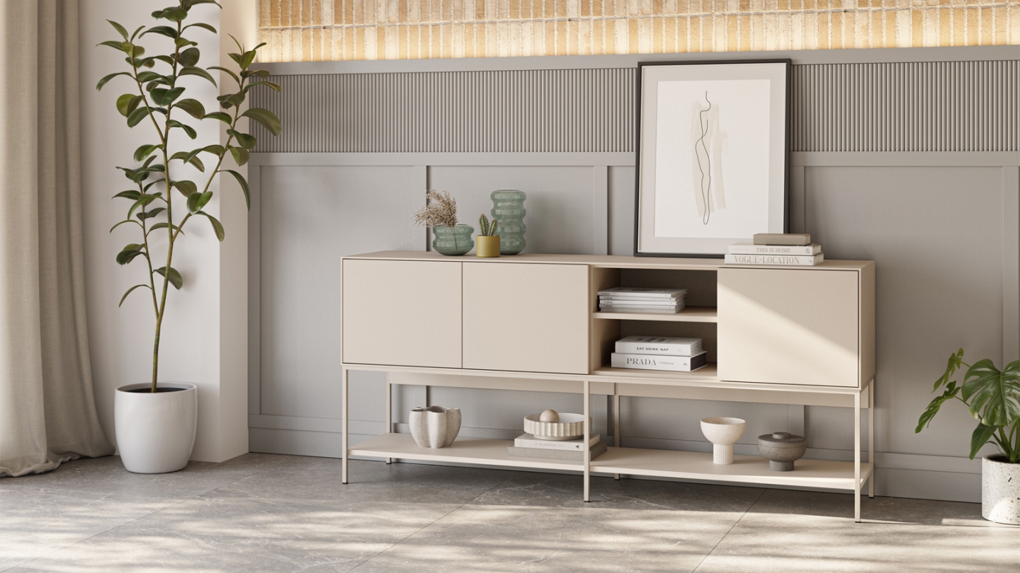 Buffet 3 portes 2 niches beige 180 cm - Zara