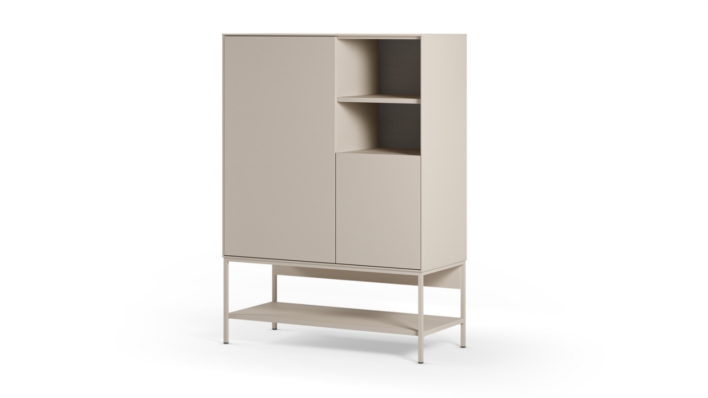 Buffet haut 2 portes 2 niches beige 90 cm - Zara