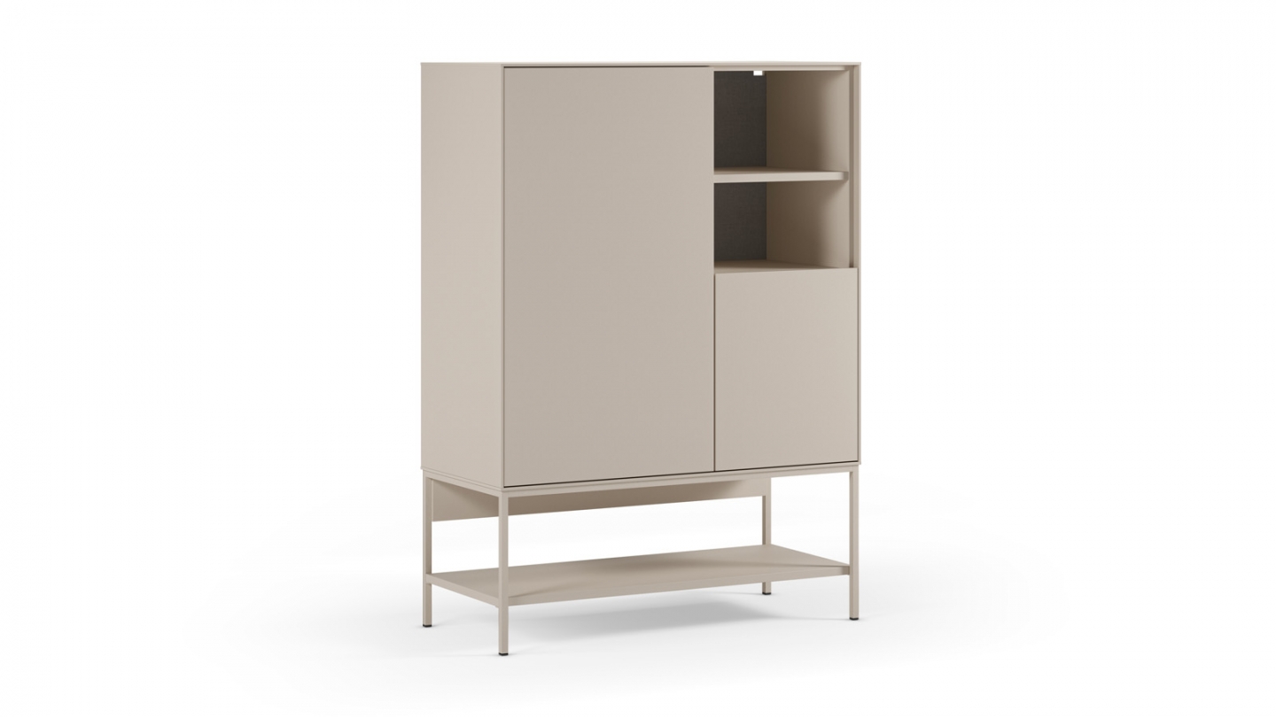 Buffet haut 2 portes 2 niches beige 90 cm - Zara