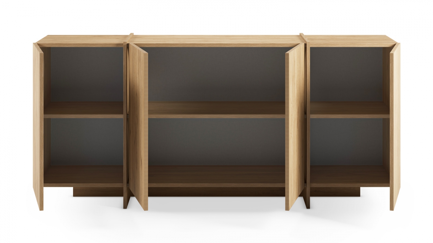 Buffet 4 portes décor chêne 180 cm - Owen
