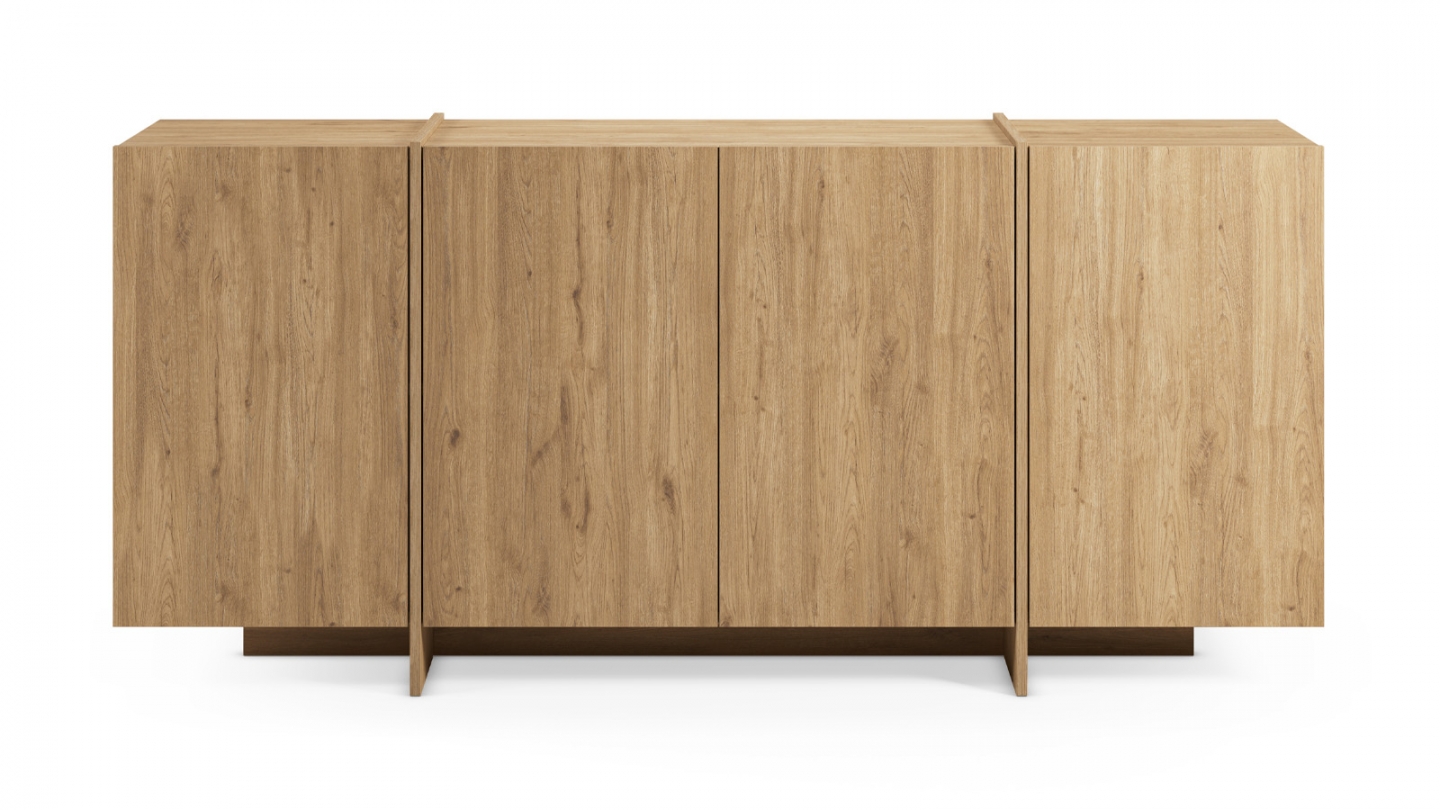 Buffet 4 portes décor chêne 180 cm - Owen