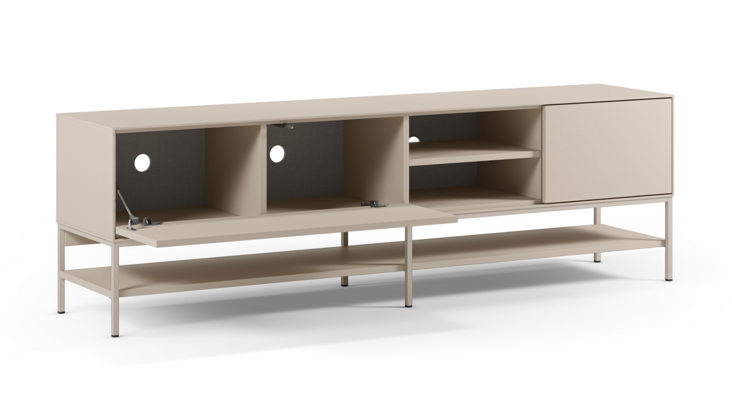 Meuble TV 2 portes 2 niches beige 180 cm - Zara