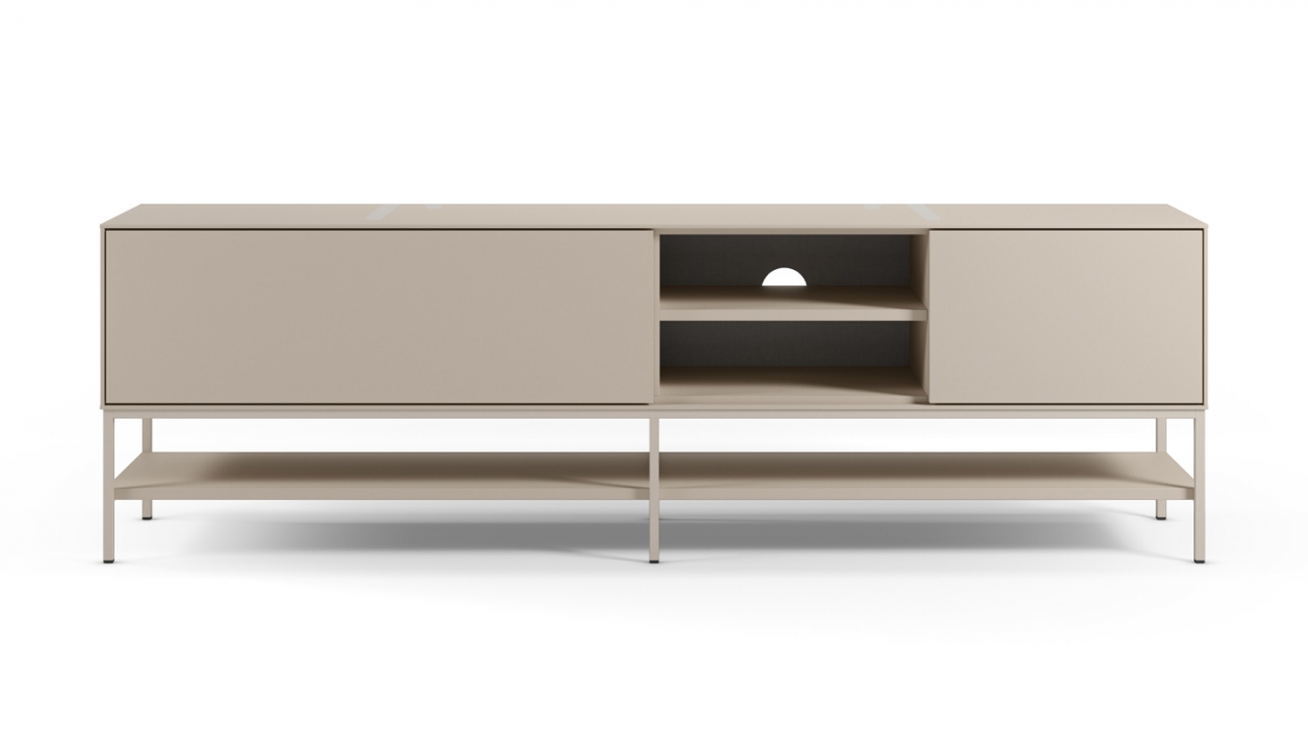 Meuble TV 2 portes 2 niches beige 180 cm - Zara