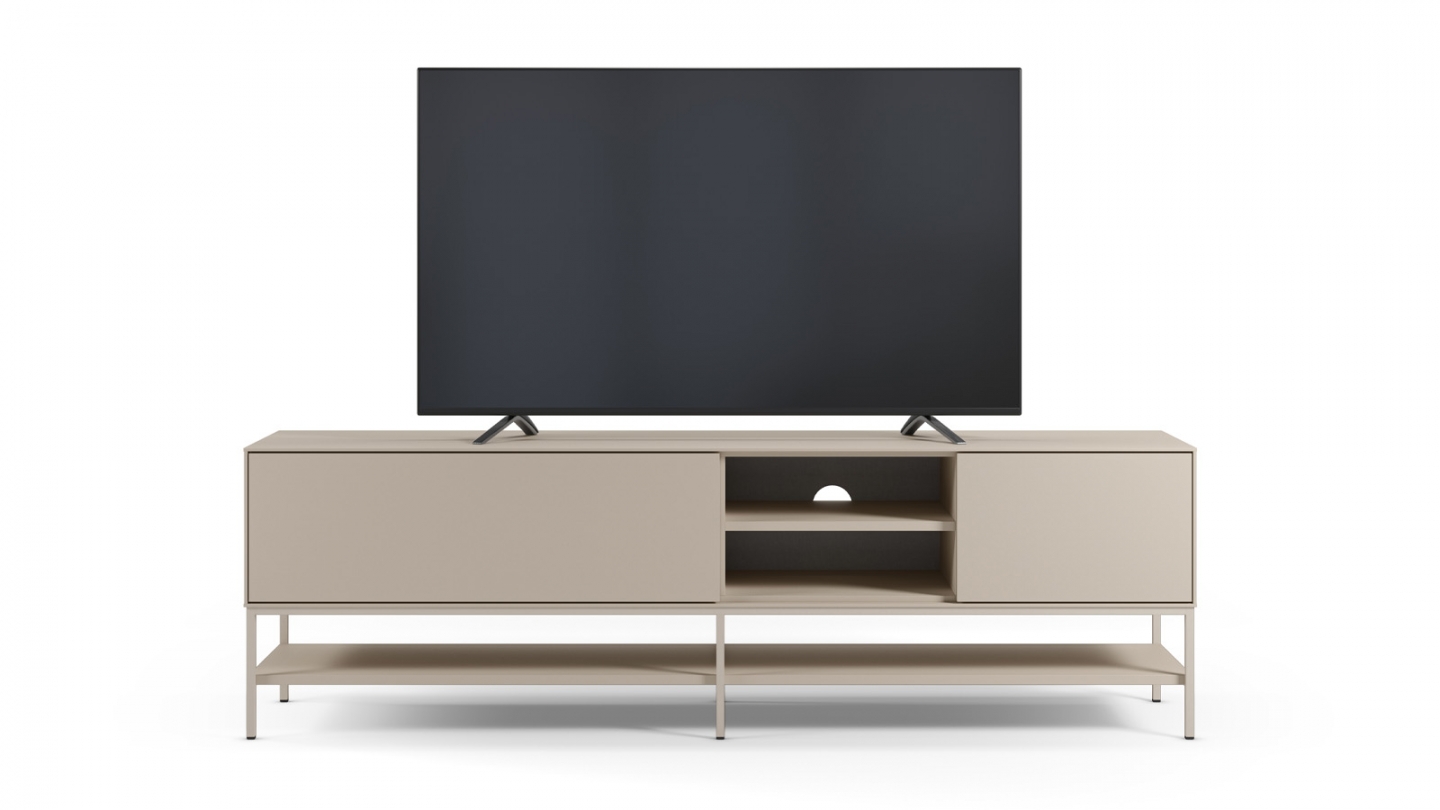 Meuble TV 2 portes 2 niches beige 180 cm - Zara