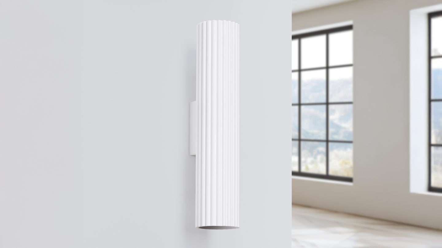Applique en aluminium cannelé 30 cm blanc - Karbon