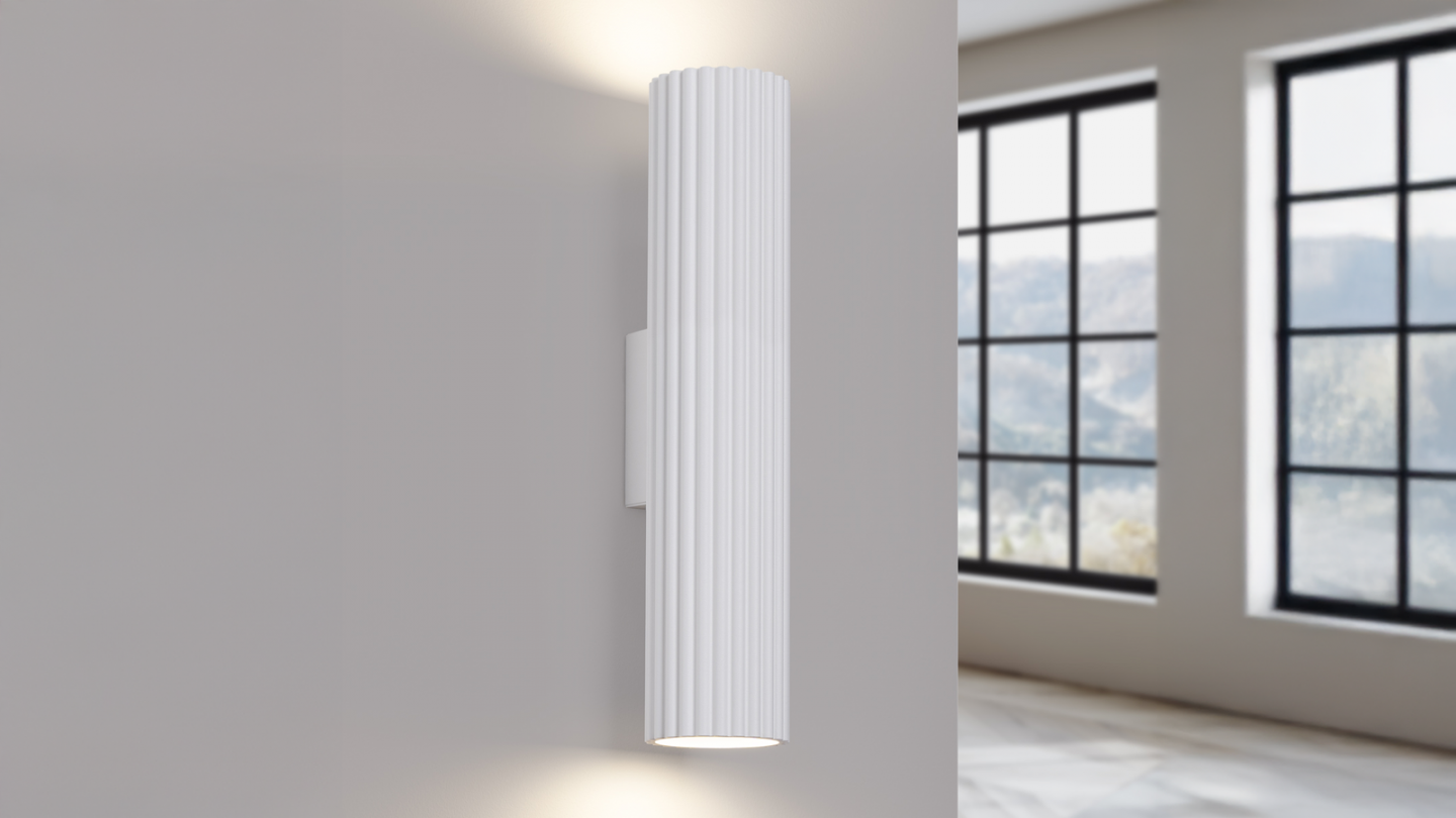 Applique en aluminium cannelé 30 cm blanc - Karbon