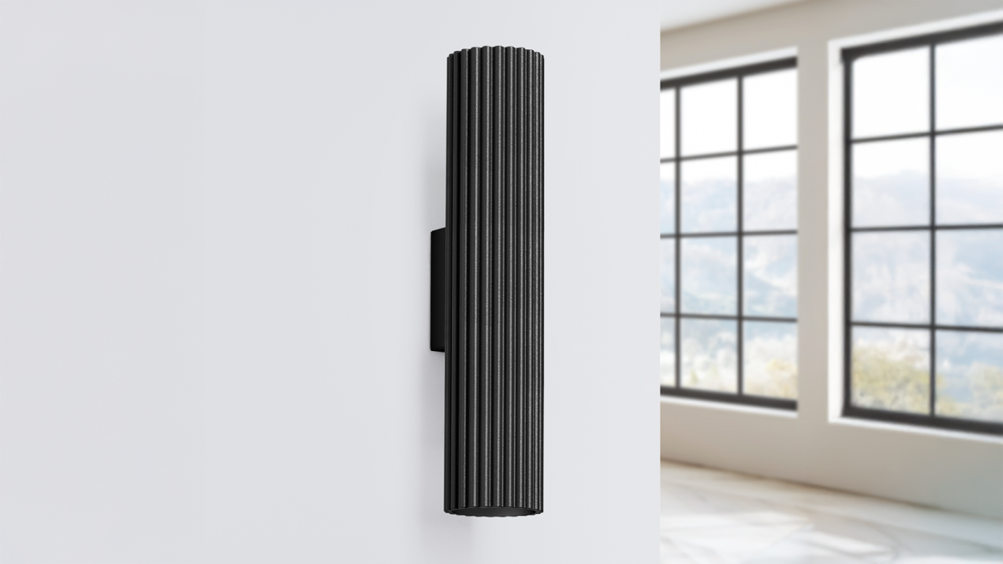 Applique en aluminium cannelé 30 cm noir - Karbon