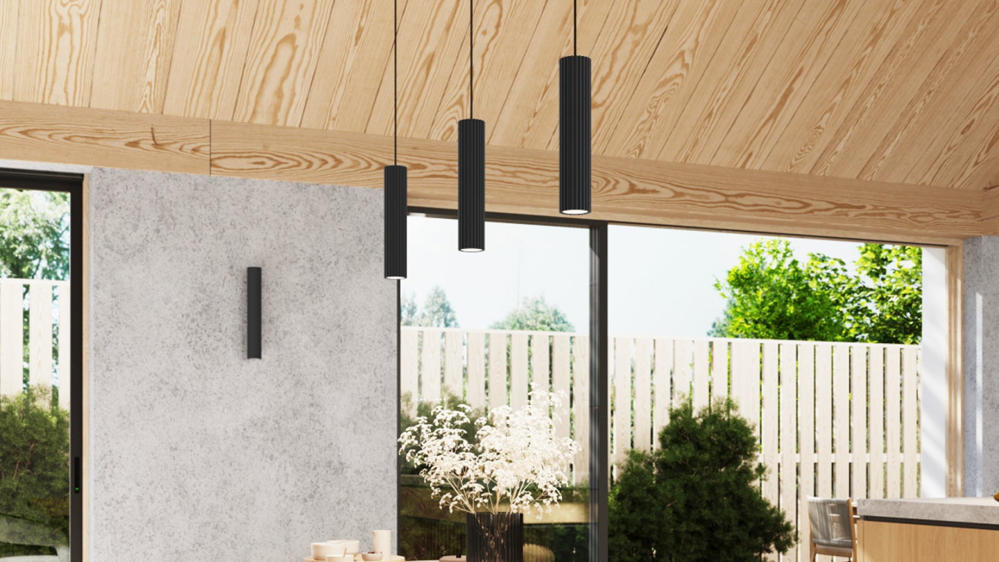Applique en aluminium cannelé 30 cm noir - Karbon