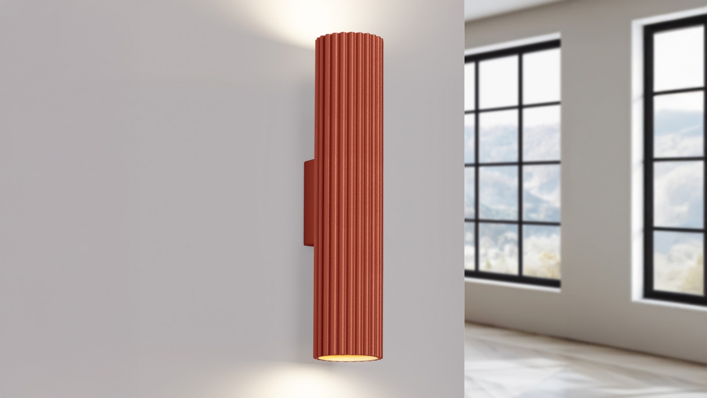 Applique en aluminium cannelé 30 cm terracotta - Karbon