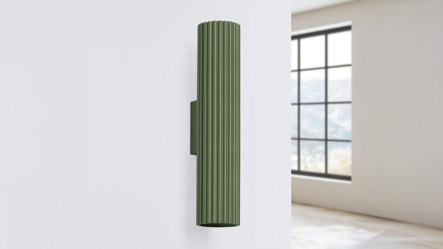 Applique en aluminium cannelé 30 cm vert olive - Karbon