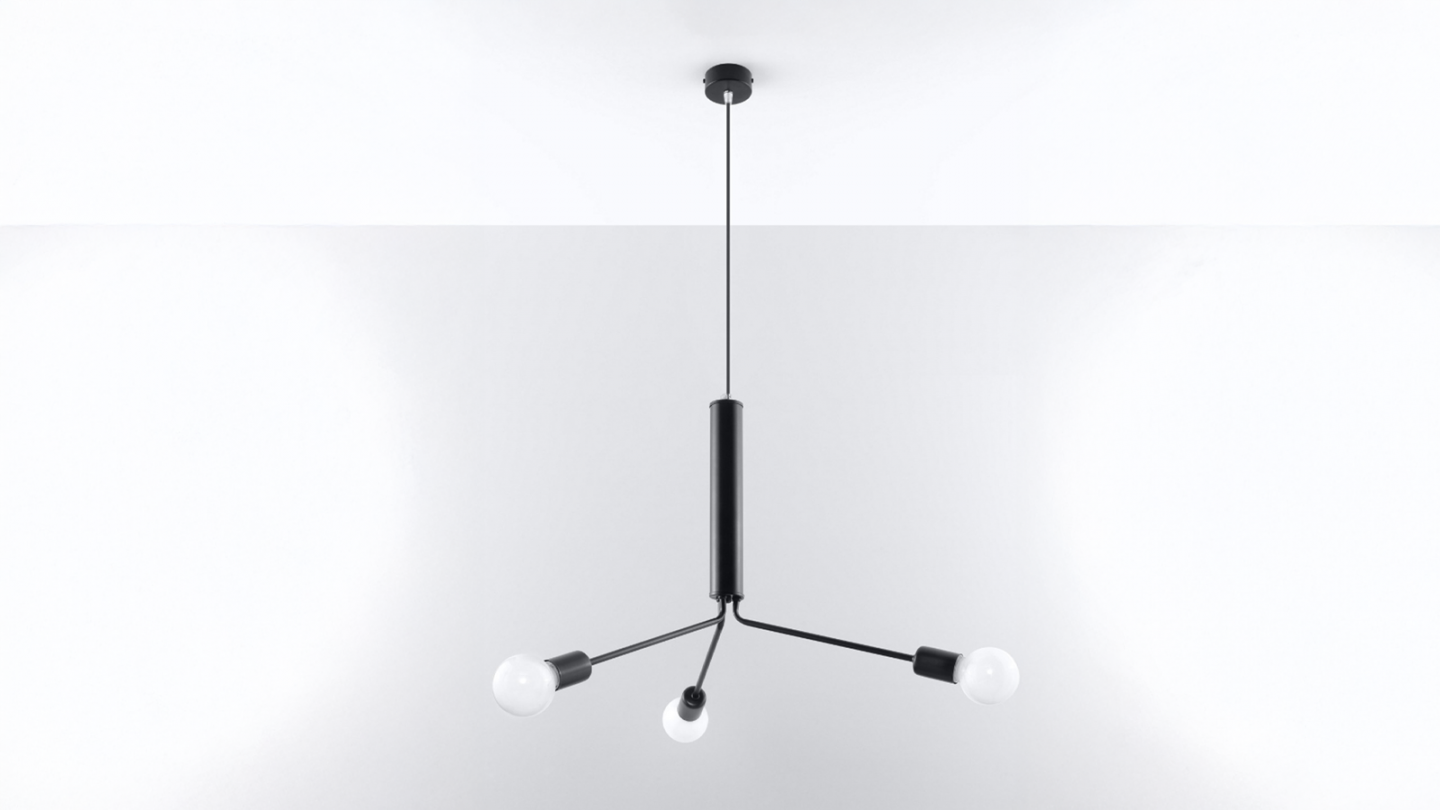 Suspension en métal noir 3 ampoules - 75cm - Duomo