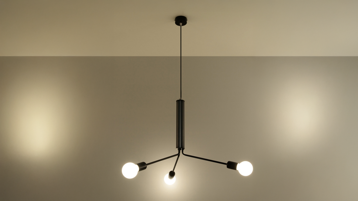 Suspension en métal noir 3 ampoules - 75cm - Duomo