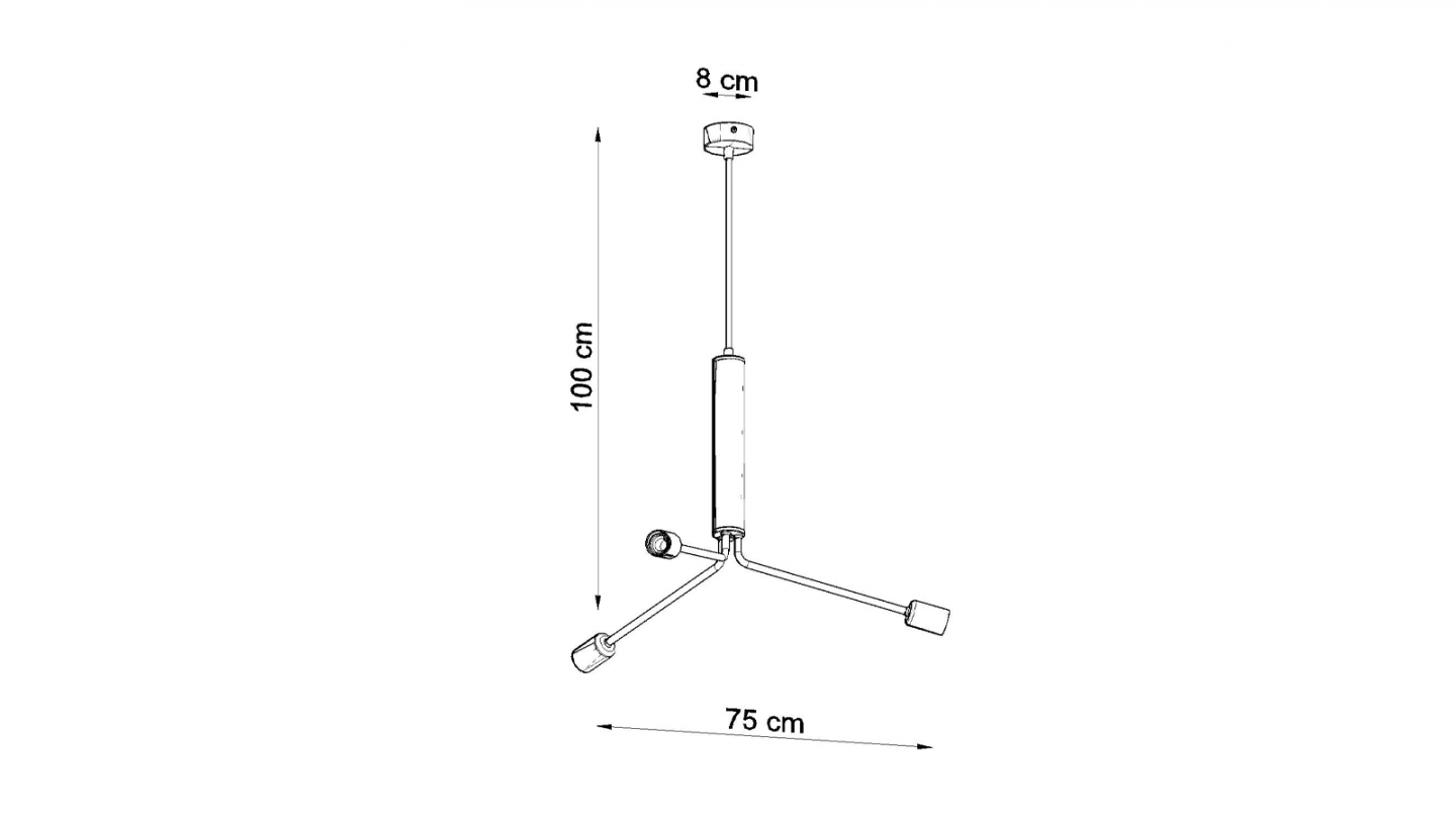 Suspension en métal noir 3 ampoules - 75cm - Duomo