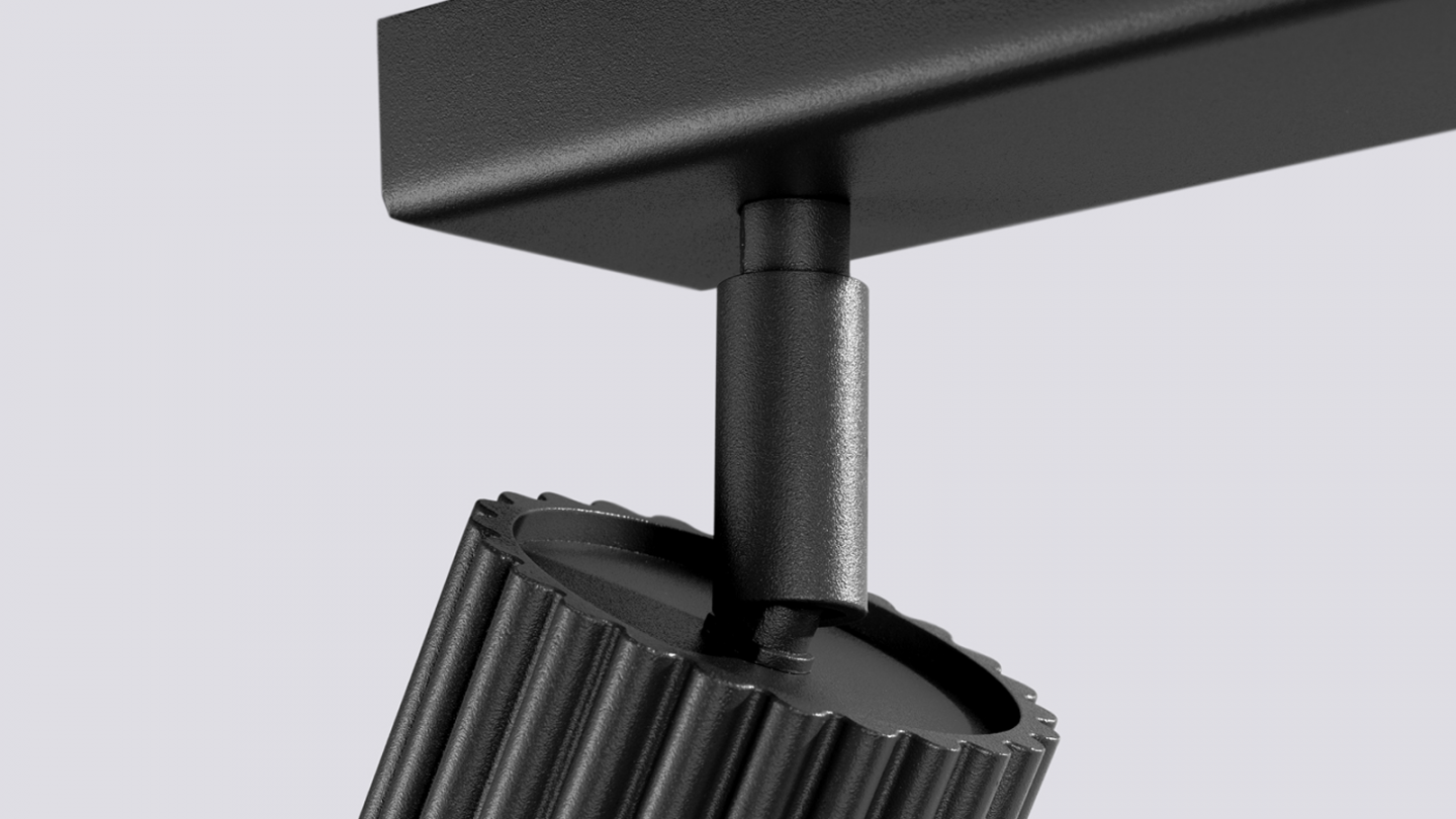 Plafonnier linéaire en aluminium cannelé 3 ampoules noir - Karbon Plafonnier linéaire en aluminium cannelé 3 ampoules noir - Karbon