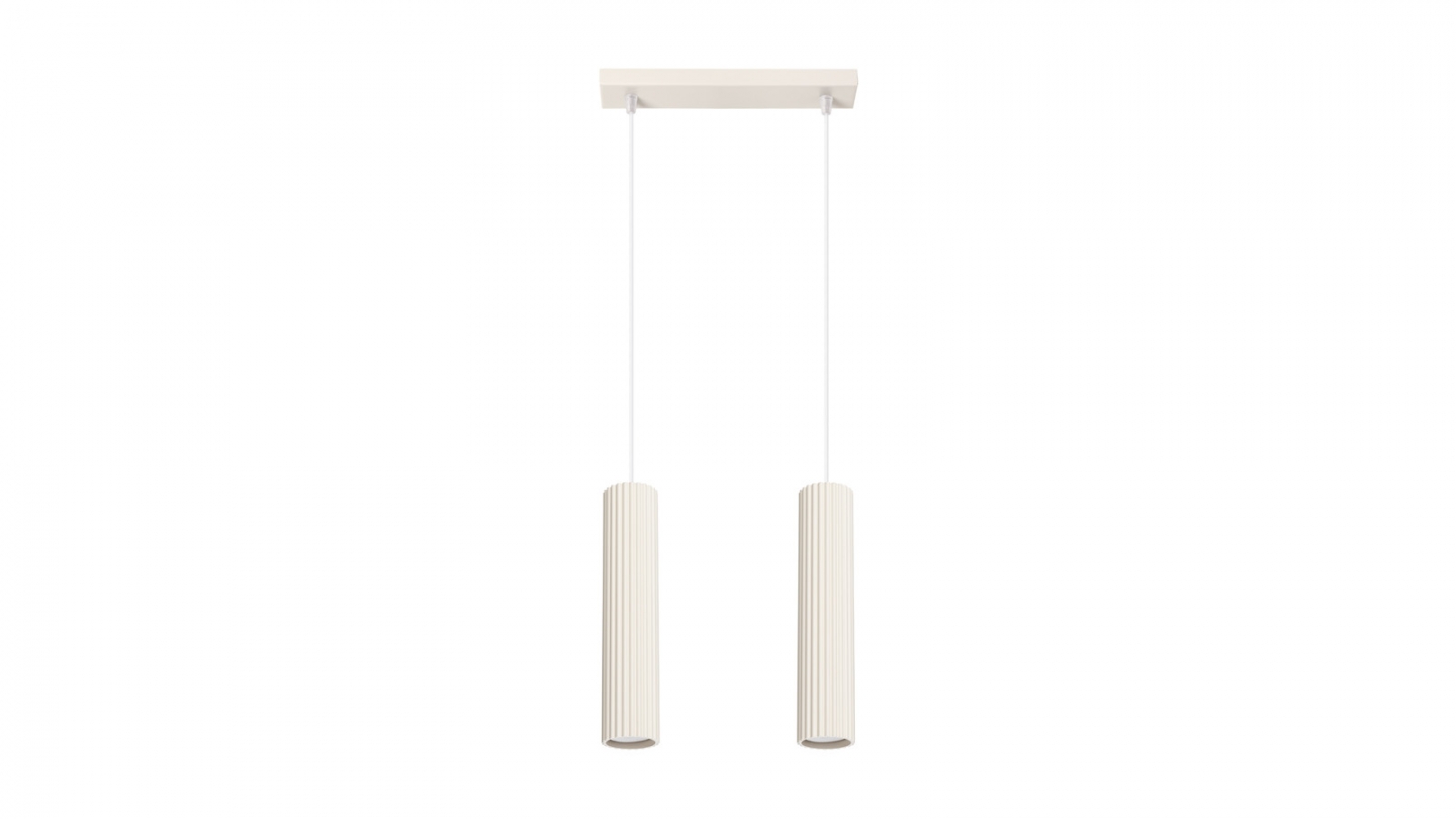Suspension en aluminium cannelé 2 ampoules beige - Karbon