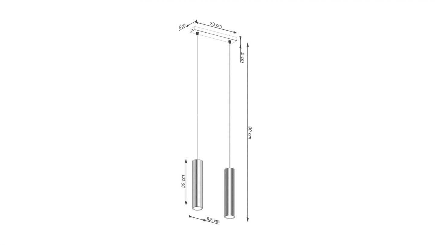 Suspension en aluminium cannelé 2 ampoules - Karbon