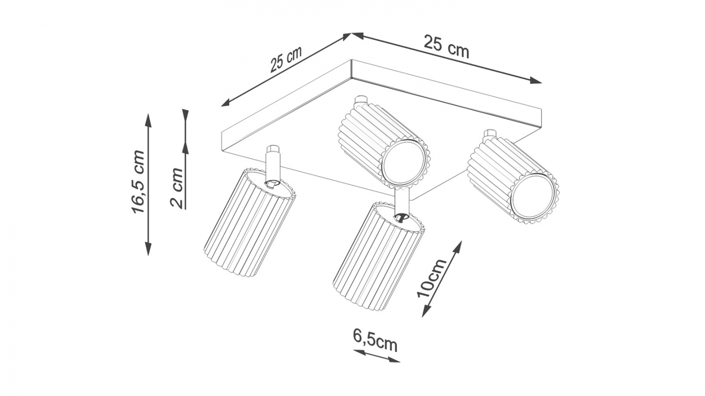 Plafonnier carré en aluminium cannelé 4 ampoules blanc - Karbon Plafonnier carré en aluminium cannelé 4 ampoules blanc - Karbon