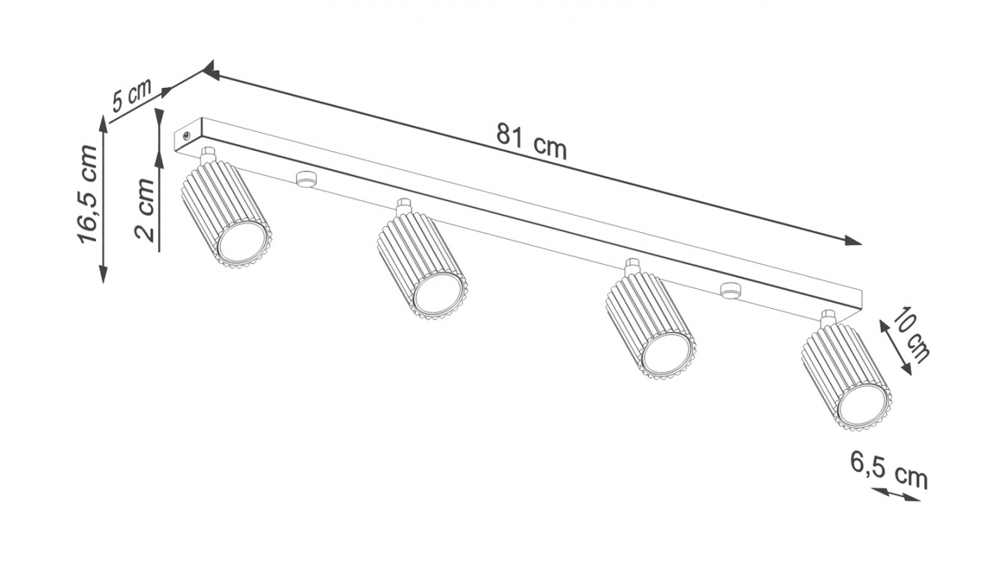 Plafonnier linéaire en aluminium cannelé 4 ampoules noir - Karbon Plafonnier linéaire en aluminium cannelé 4 ampoules noir - Karbon