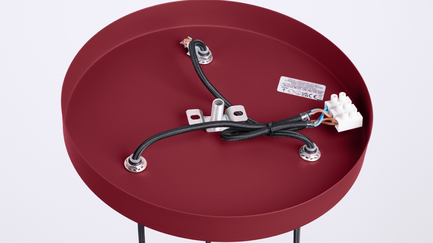 Suspension en aluminium cannelé 3 ampoules bordeaux - Halo