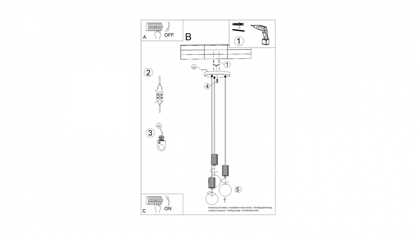 Suspension en aluminium cannelé 3 ampoules pêche - Halo Suspension en aluminium cannelé 3 ampoules pêche - Halo