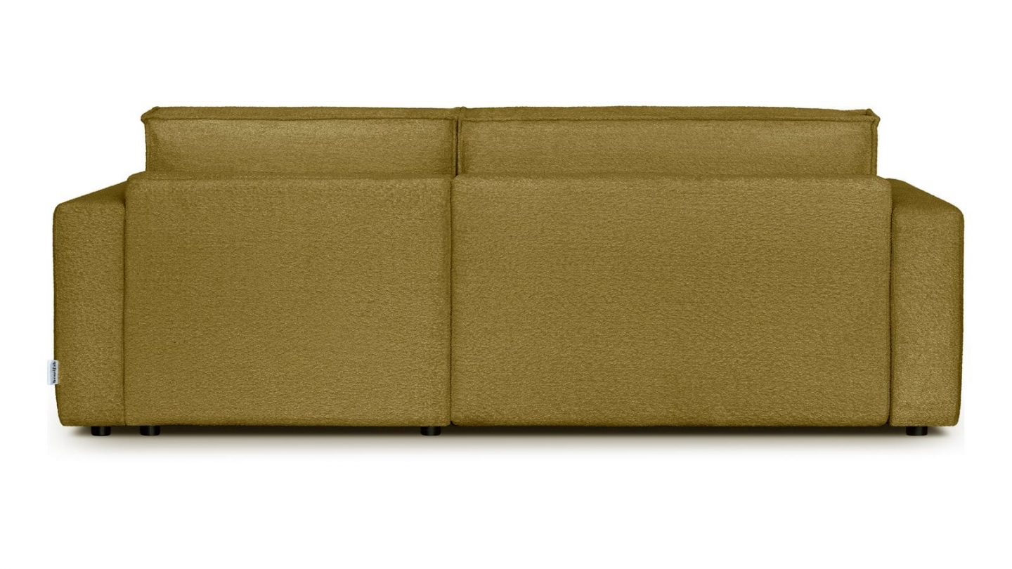 Canapé d'angle à droite convertible 3 places en tissu bouclé jaune moutarde - Asti