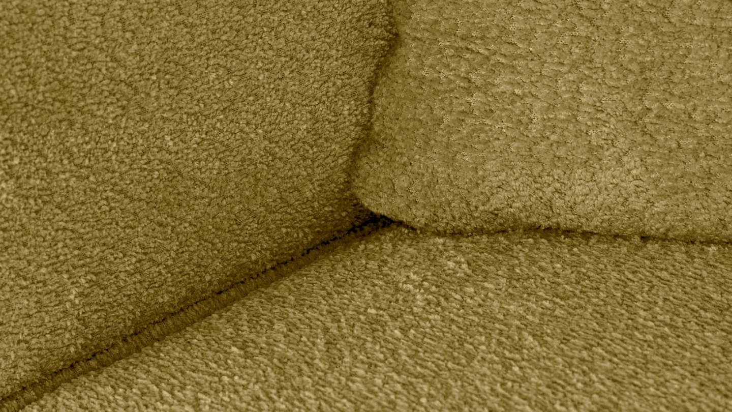 Canapé d'angle à droite convertible 3 places en tissu bouclé jaune moutarde - Asti