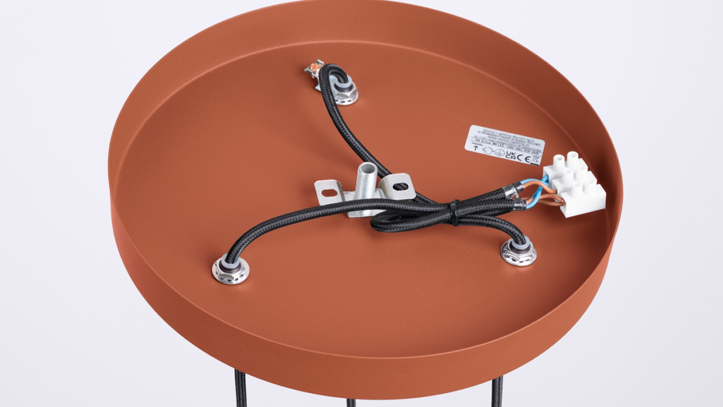 Suspension en aluminium cannelé 3 ampoules terracotta - Halo Suspension en aluminium cannelé 3 ampoules terracotta - Halo