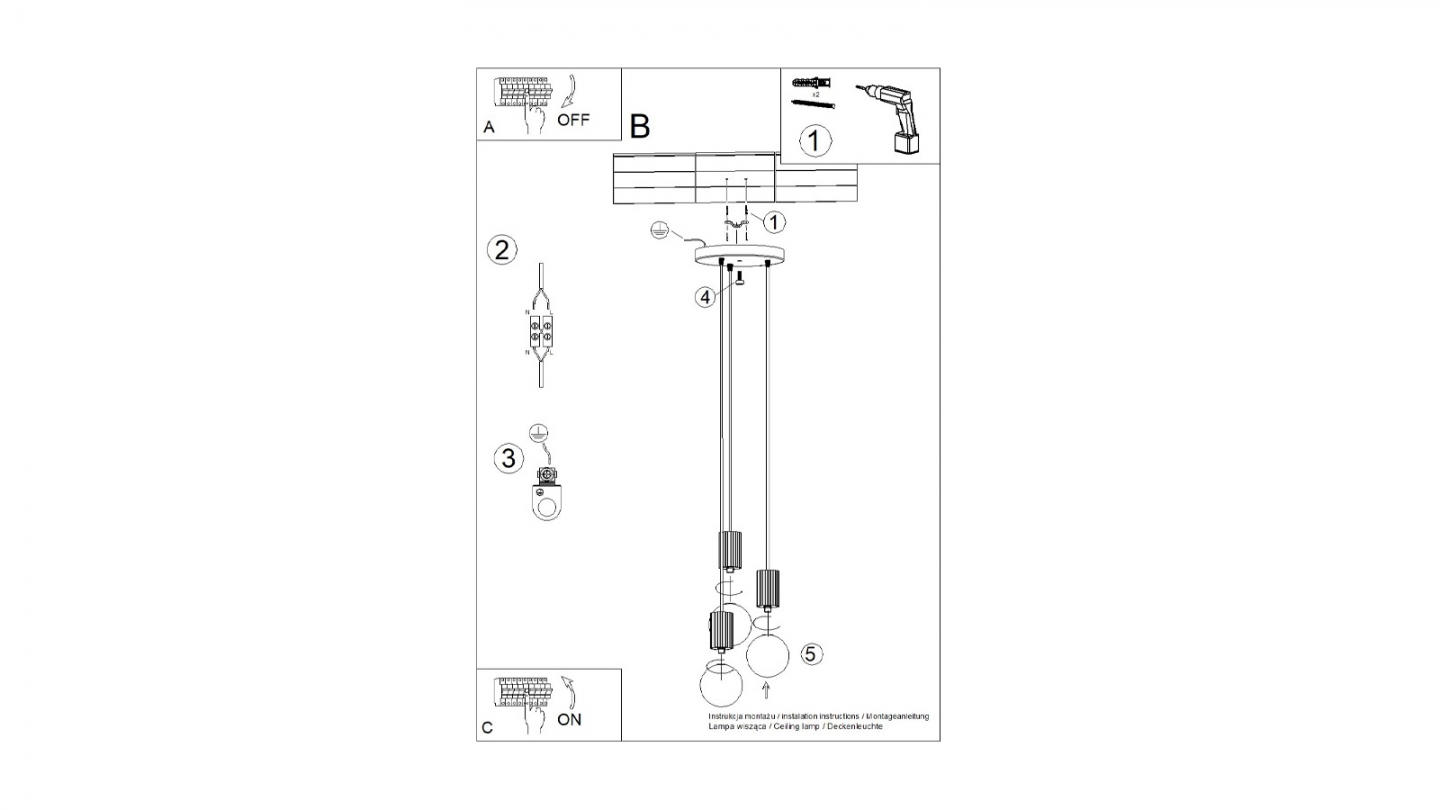 Suspension en aluminium cannelé 3 ampoules taupe - Halo Suspension en aluminium cannelé 3 ampoules taupe - Halo