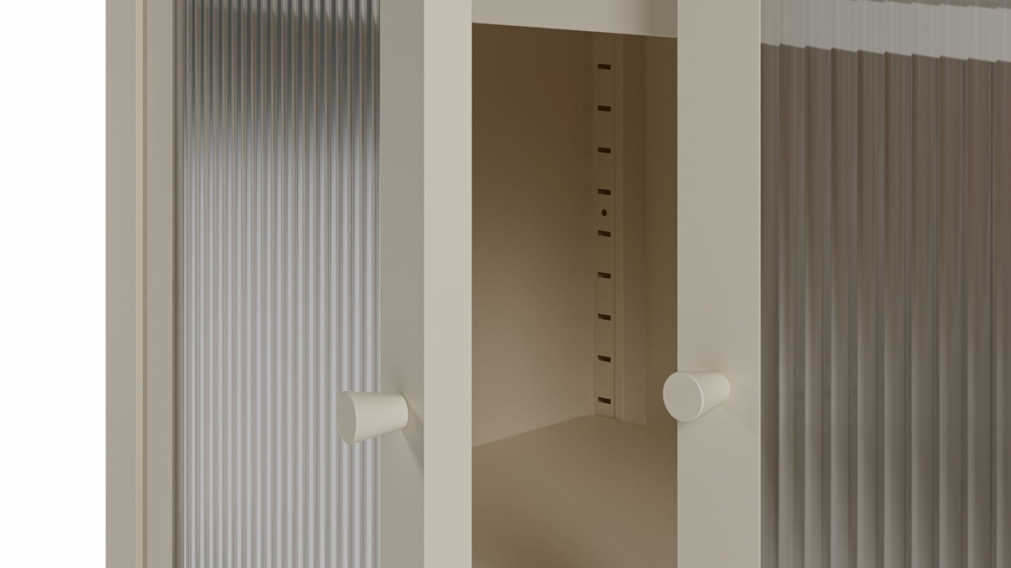 Buffet 2 portes en métal beige 70 cm - Ysia Buffet 2 portes en métal beige 70 cm - Ysia